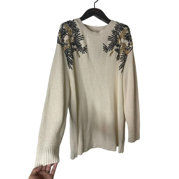 Lane bryant sequin shoulder cream knit dolman sleeve sweater sz 22/24 - Picture 8 of 16